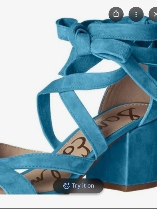 Sam Edelman Shoes - Sam Edelman Teal Suede Lace-Up Wedge Sandals
